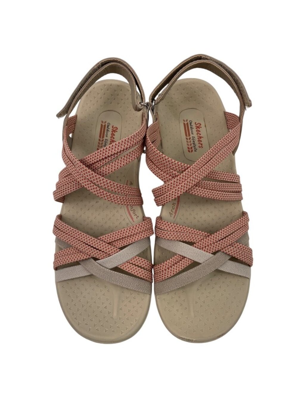 Skechers Washable Reggae Cup Sport Sandals Smitten By You Taupe/Coral Size 11 - Picture 4 of 10